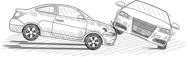 Illustration of two cars in a crash