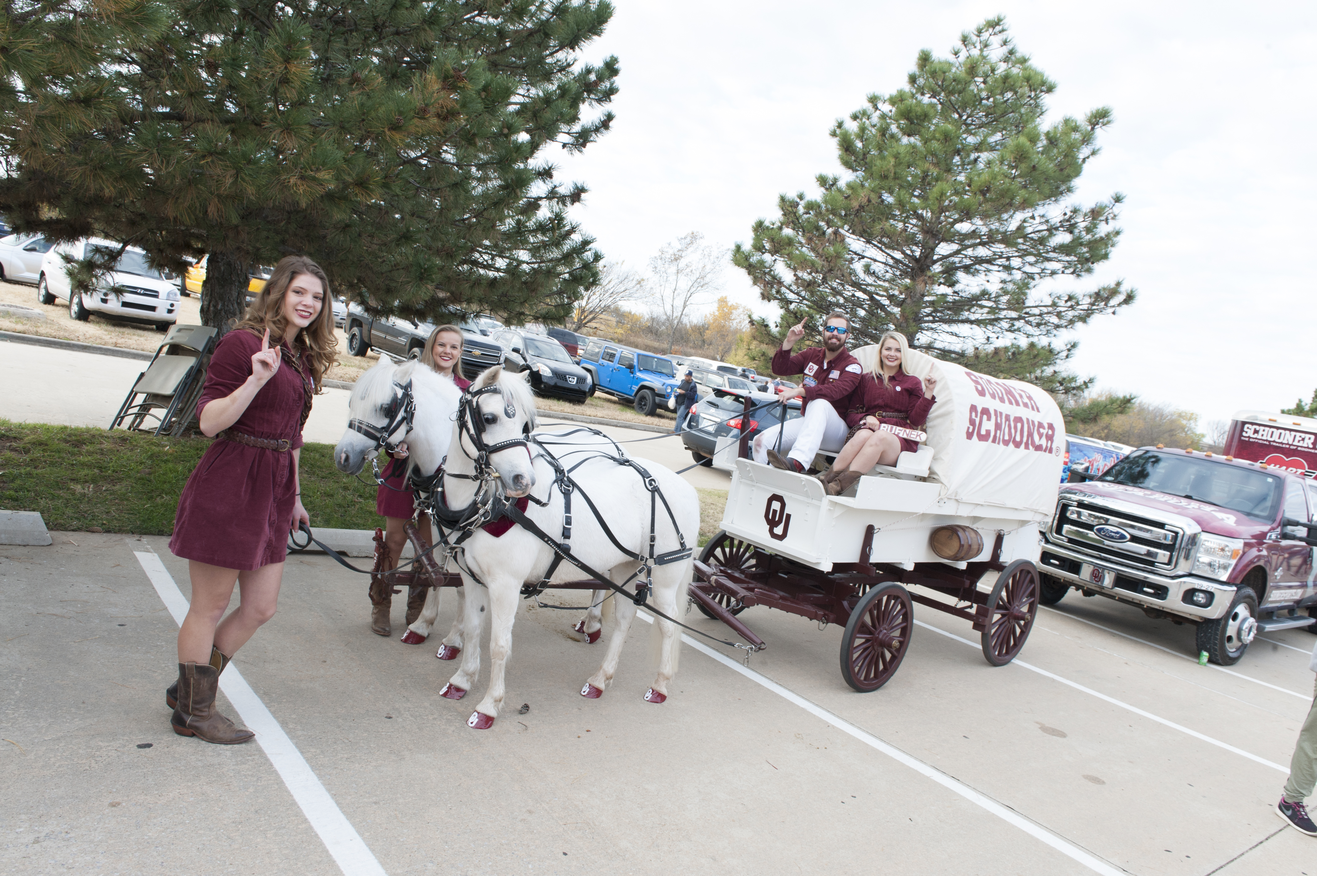 Boomer and Sooner with the Sooner Schooner at Annual Day of Kindness
