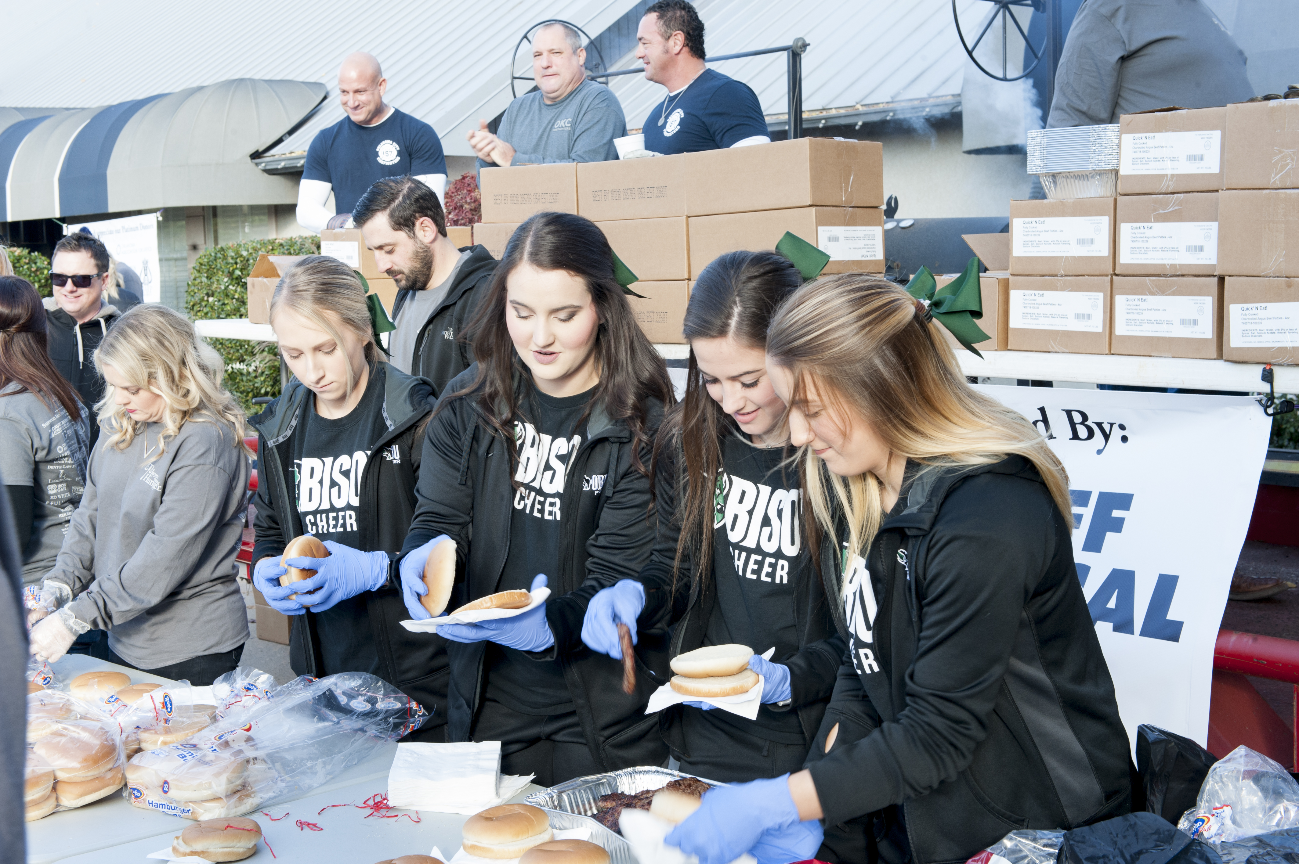 Oklahoma City Firefighters serve burgers at Day of Kindness