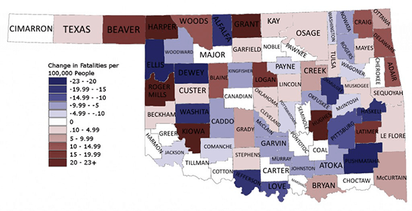Oklahoma Change in Fatalities-Per-Capita 2012