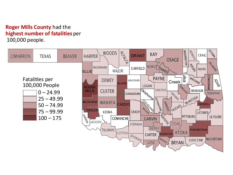 Roger Mills County had the highest fatality rate in 2010