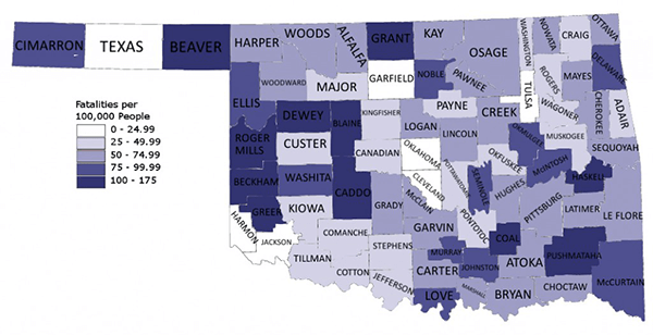 Oklahoma Alcohol-Related Fatalities Per Capita 2012