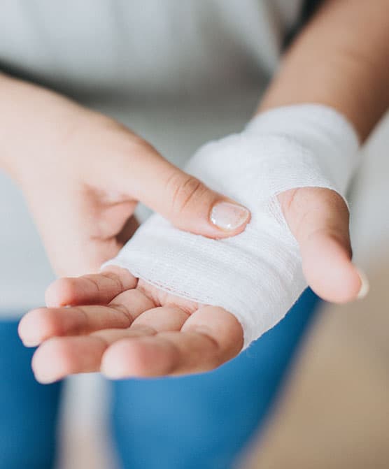 Dog attack injuries.